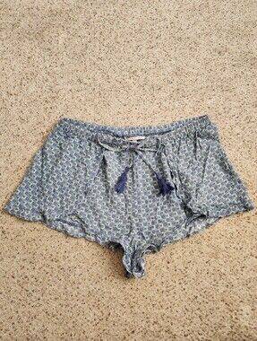 Victoria's Secret Blue Printed Sleep Shorts with Tassel Tie